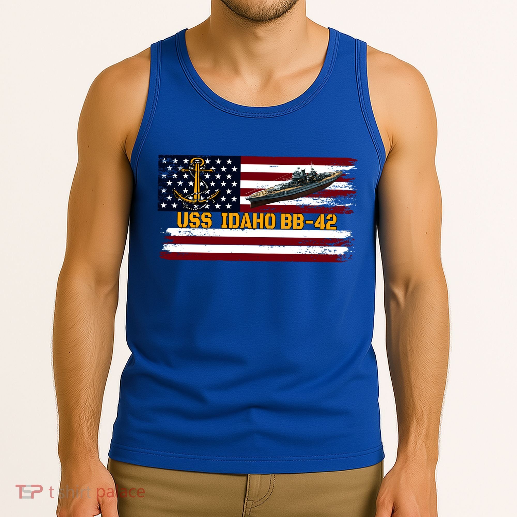 Uss Idaho Bbgift42 Ww2 Battleship Warship Veterans Day Father's Cool Gift Tank Top