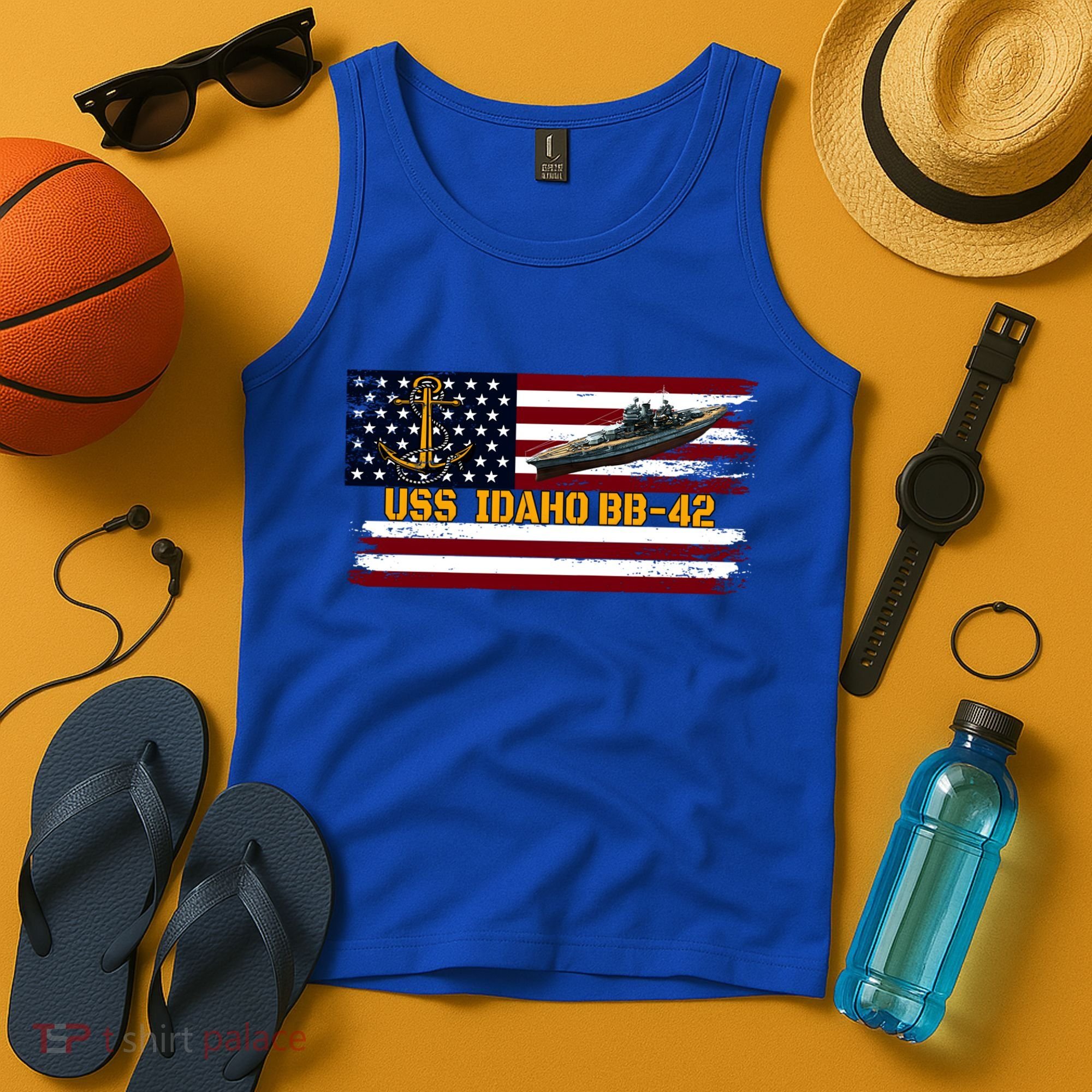 Uss Idaho Bbgift42 Ww2 Battleship Warship Veterans Day Father's Cool Gift Tank Top