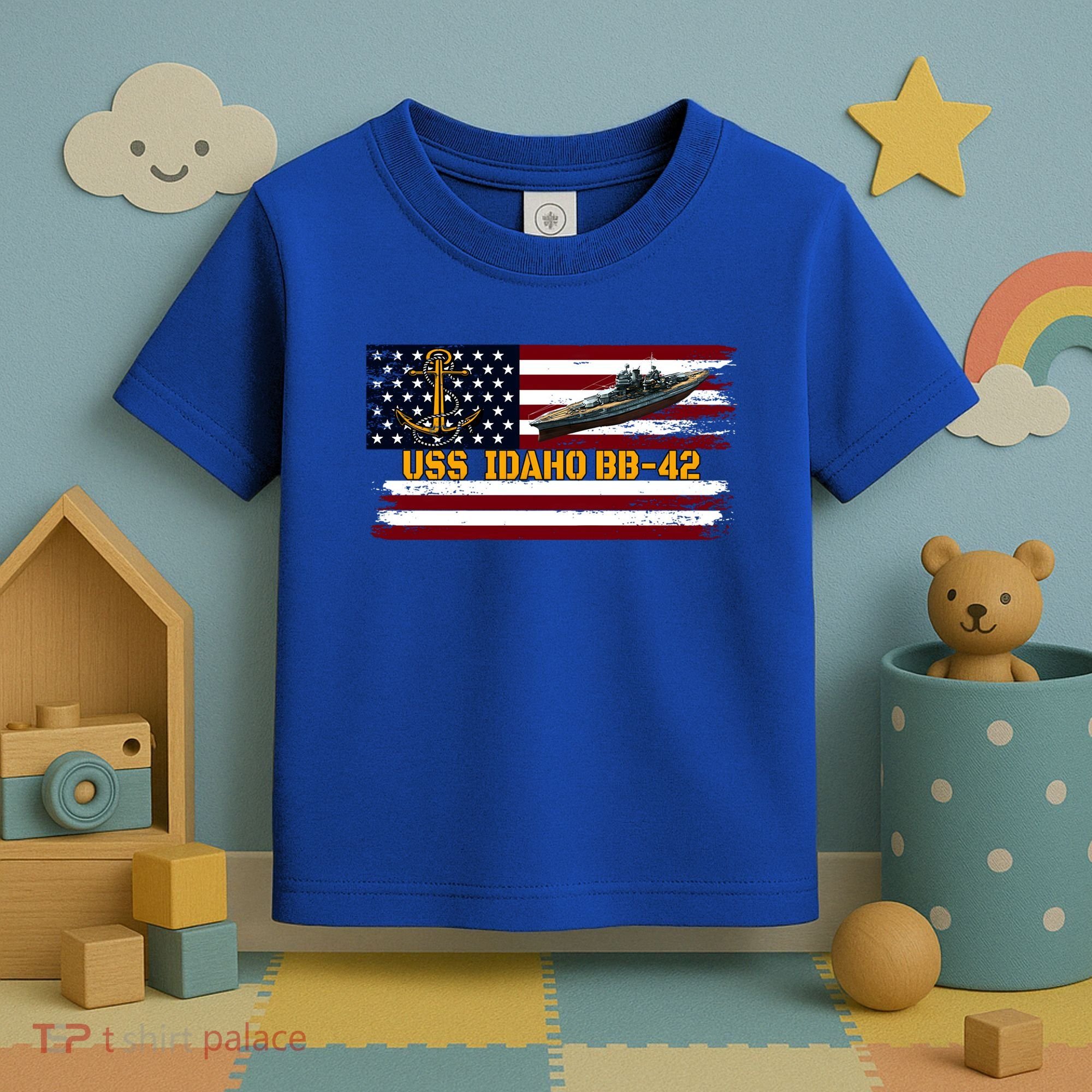 Uss Idaho Bbgift42 Ww2 Battleship Warship Veterans Day Father's Cool Gift Toddler T-Shirt