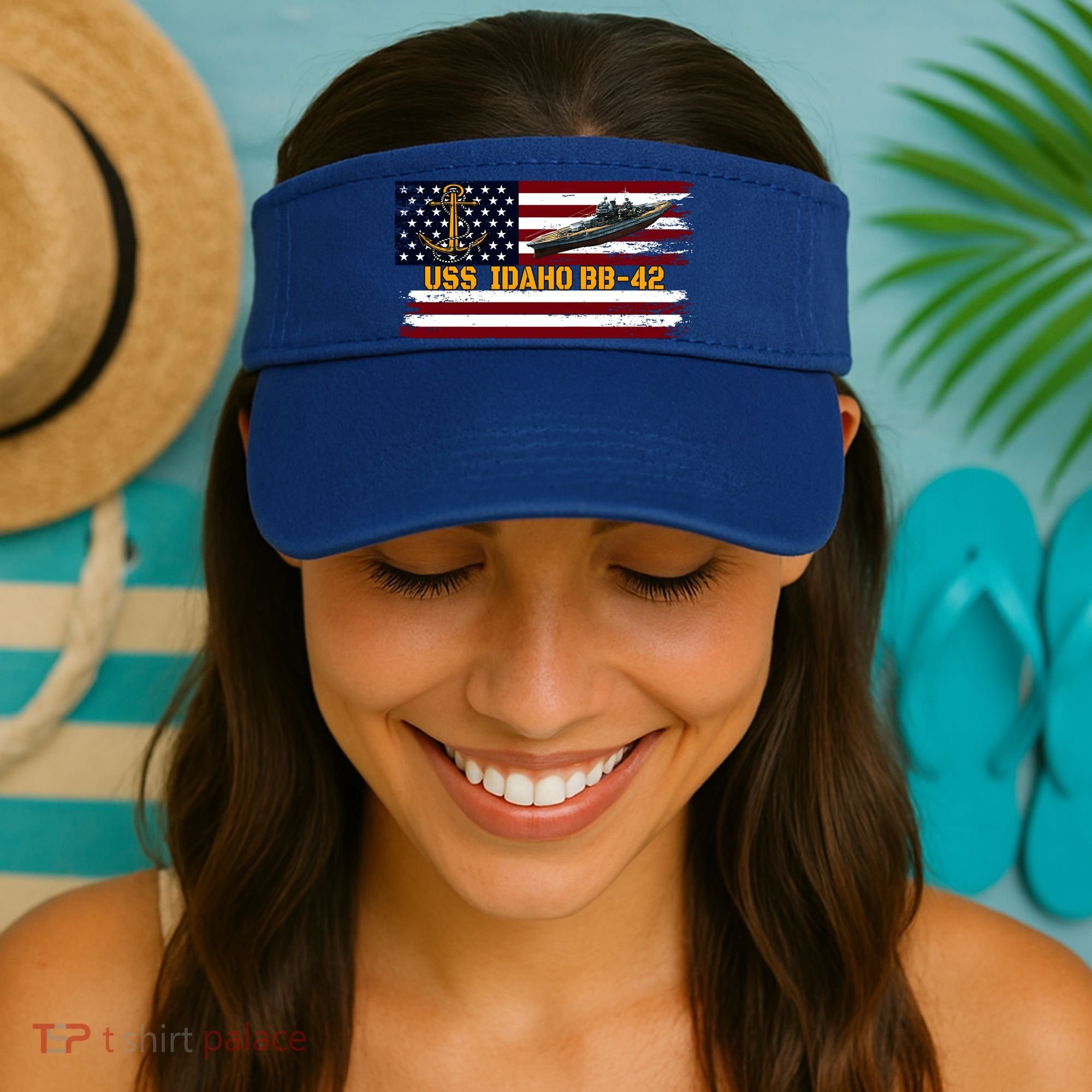 Uss Idaho Bbgift42 Ww2 Battleship Warship Veterans Day Father's Cool Gift Visor