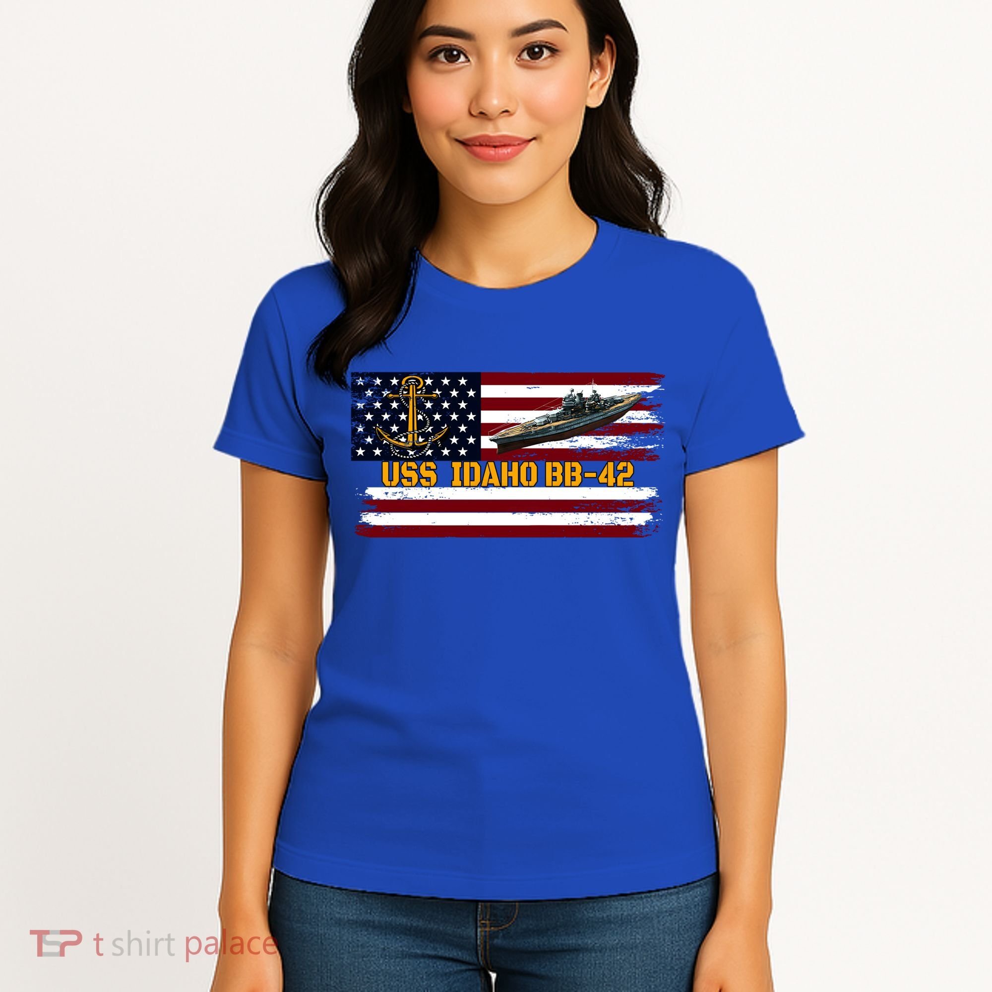 Uss Idaho Bbgift42 Ww2 Battleship Warship Veterans Day Father's Cool Gift Women's T-Shirt