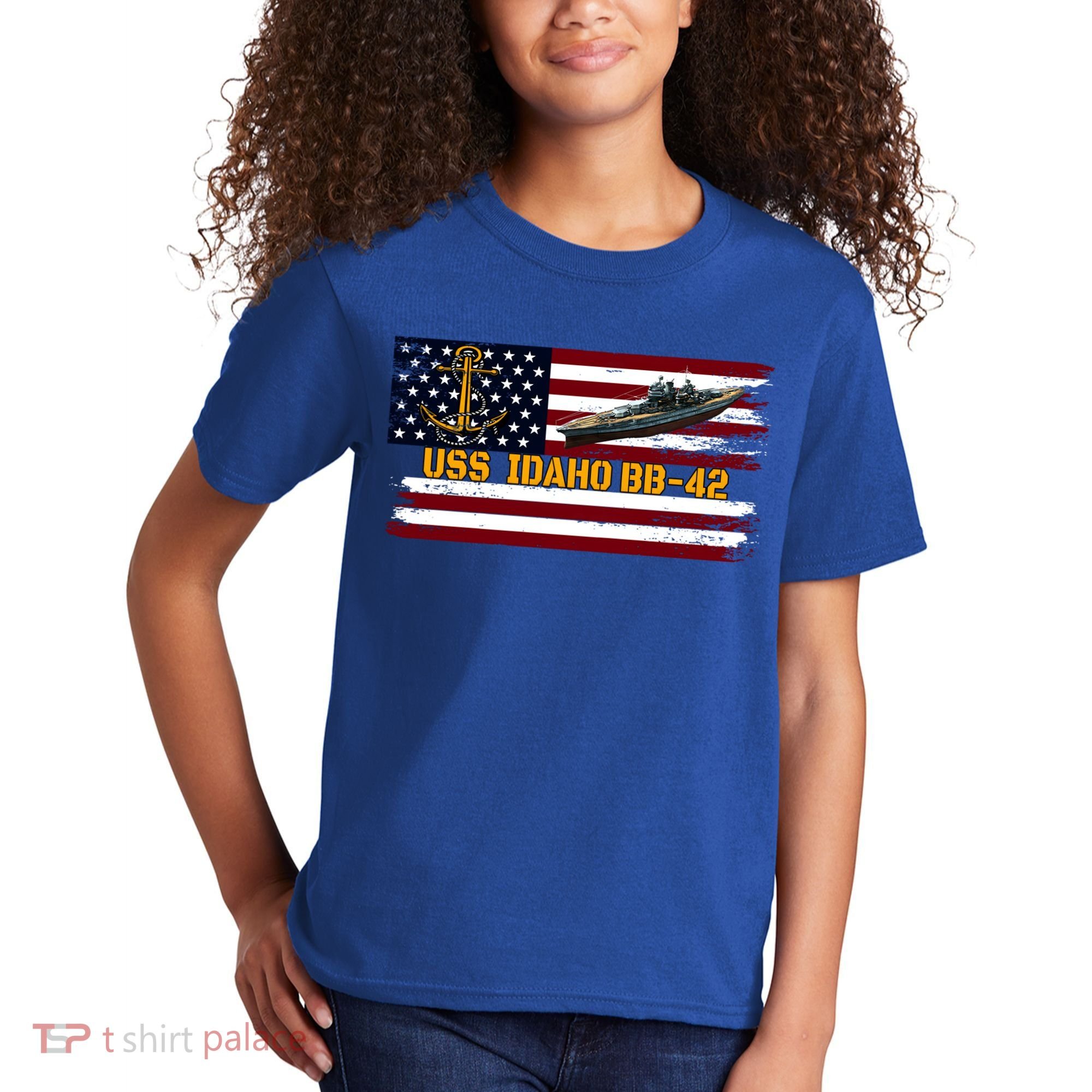 Uss Idaho Bbgift42 Ww2 Battleship Warship Veterans Day Father's Cool Gift Kids T-Shirt