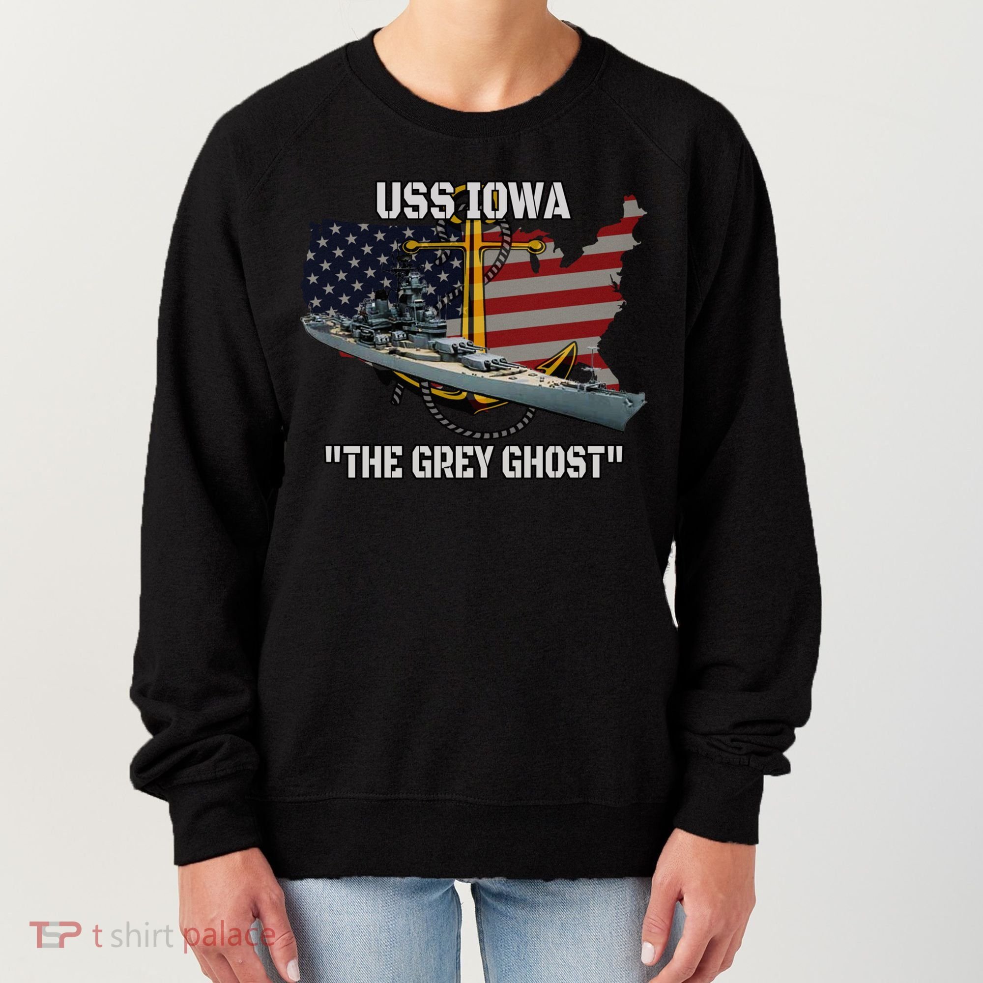 Uss Iowa Battleship Veterans Day Warship Bb61 FatherS Day Cute Gift Women's Sweatshirt
