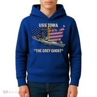 Uss Iowa Battleship Veterans Day Warship Bb61 FatherS Day Cute Gift Kids Hoodie thumb 4