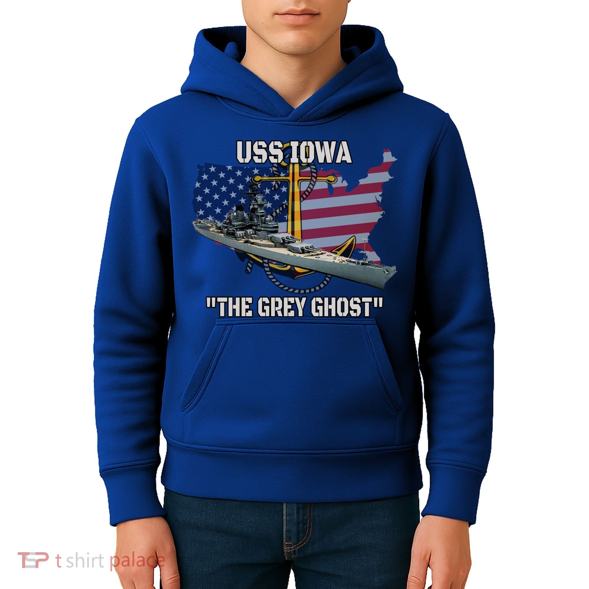 Uss Iowa Battleship Veterans Day Warship Bb61 FatherS Day Cute Gift Kids Hoodie