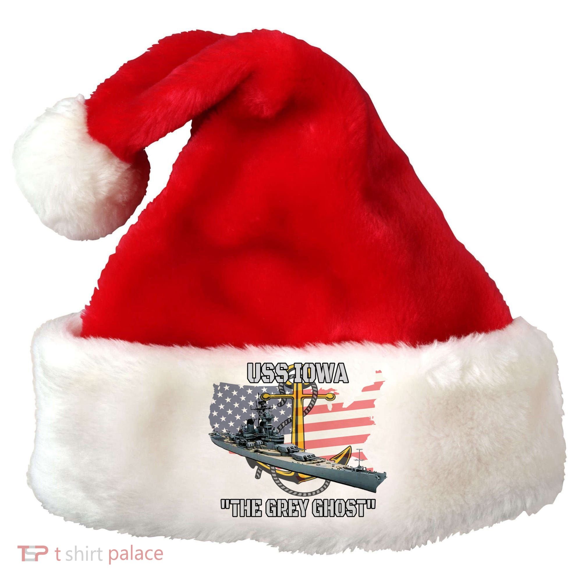 Uss Iowa Battleship Veterans Day Warship Bb61 FatherS Day Cute Gift Santa Hat