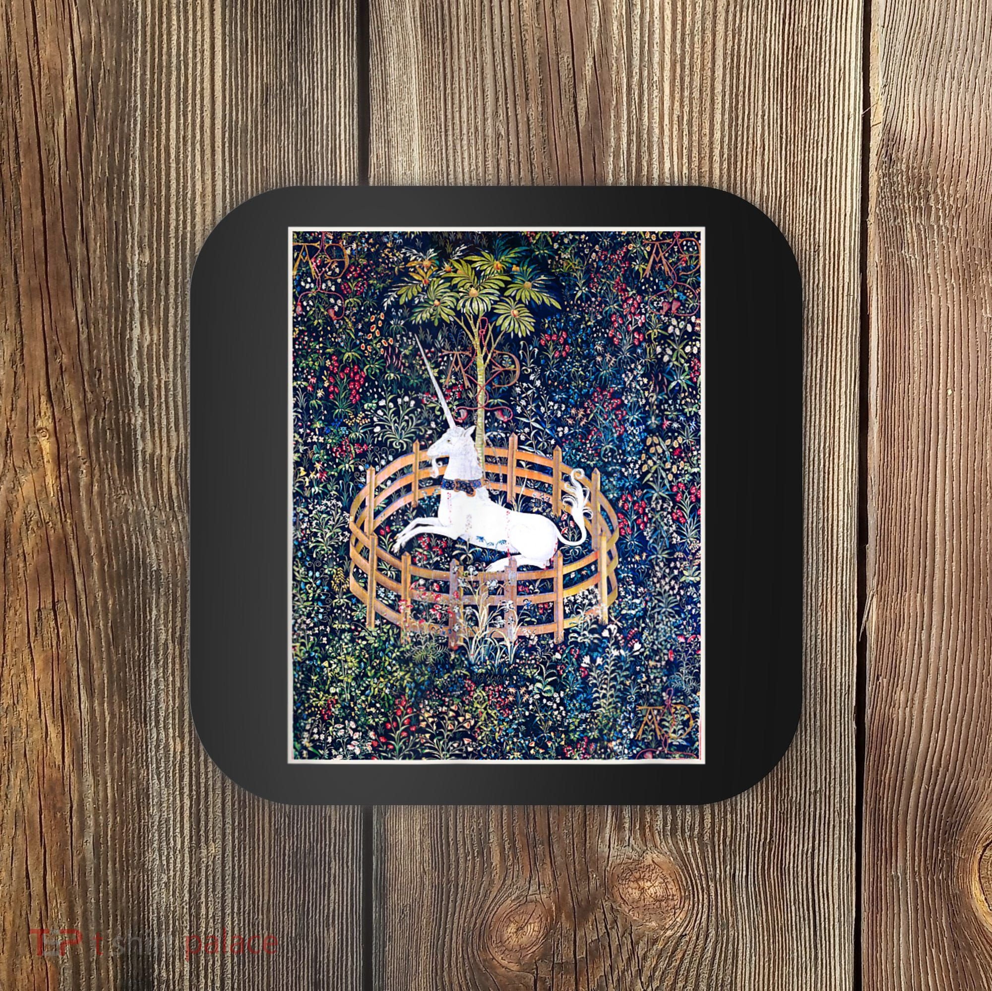 Unicorn In Captivity Medieval Renaissance Art Aesthetic Coaster