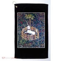 Unicorn In Captivity Medieval Renaissance Art Aesthetic Golf Towel thumb 0
