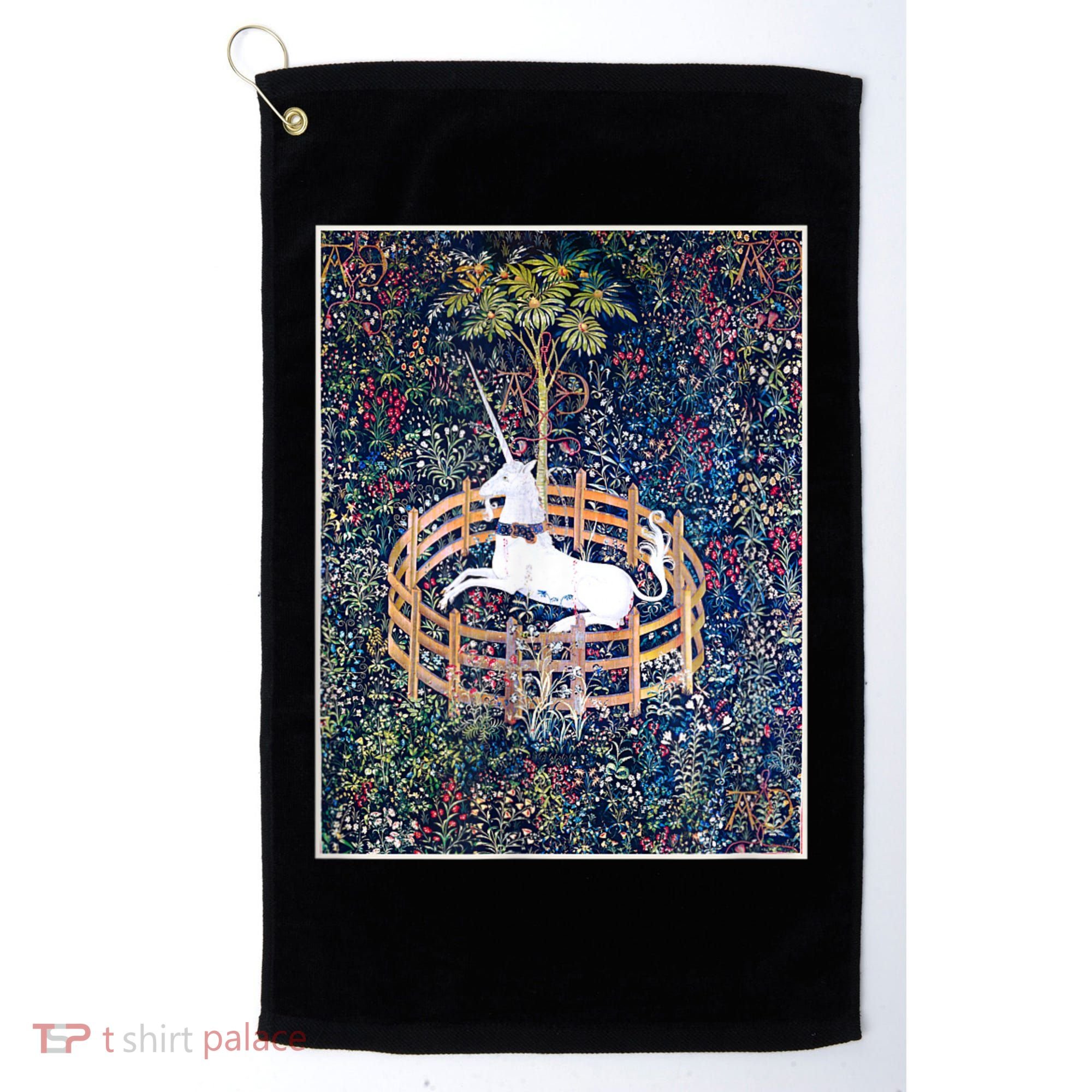 Unicorn In Captivity Medieval Renaissance Art Aesthetic Golf Towel
