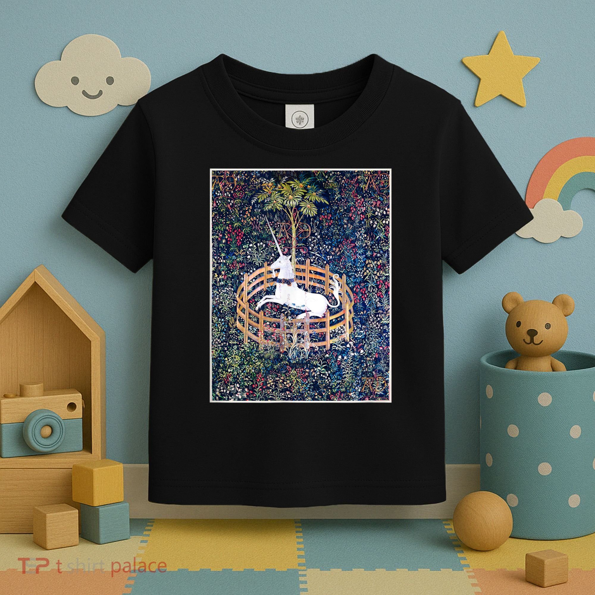 Unicorn In Captivity Medieval Renaissance Art Aesthetic Toddler T-Shirt