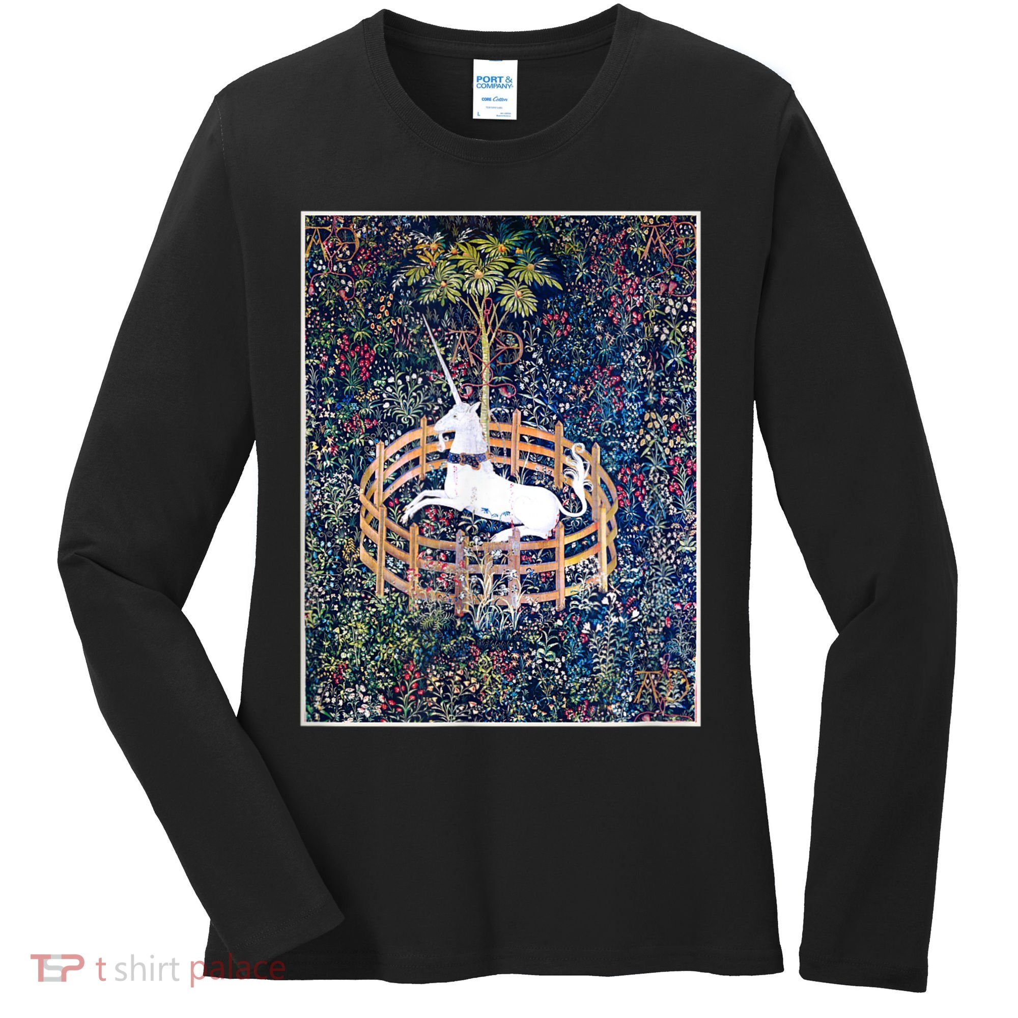 Unicorn In Captivity Medieval Renaissance Art Aesthetic Women's Long Sleeve Shirt