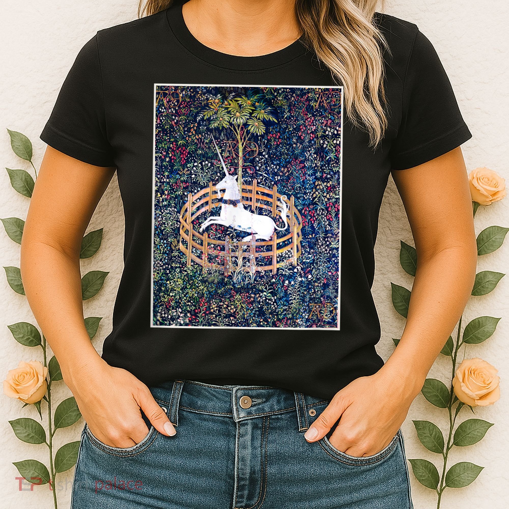 Unicorn In Captivity Medieval Renaissance Art Aesthetic Women's T-Shirt