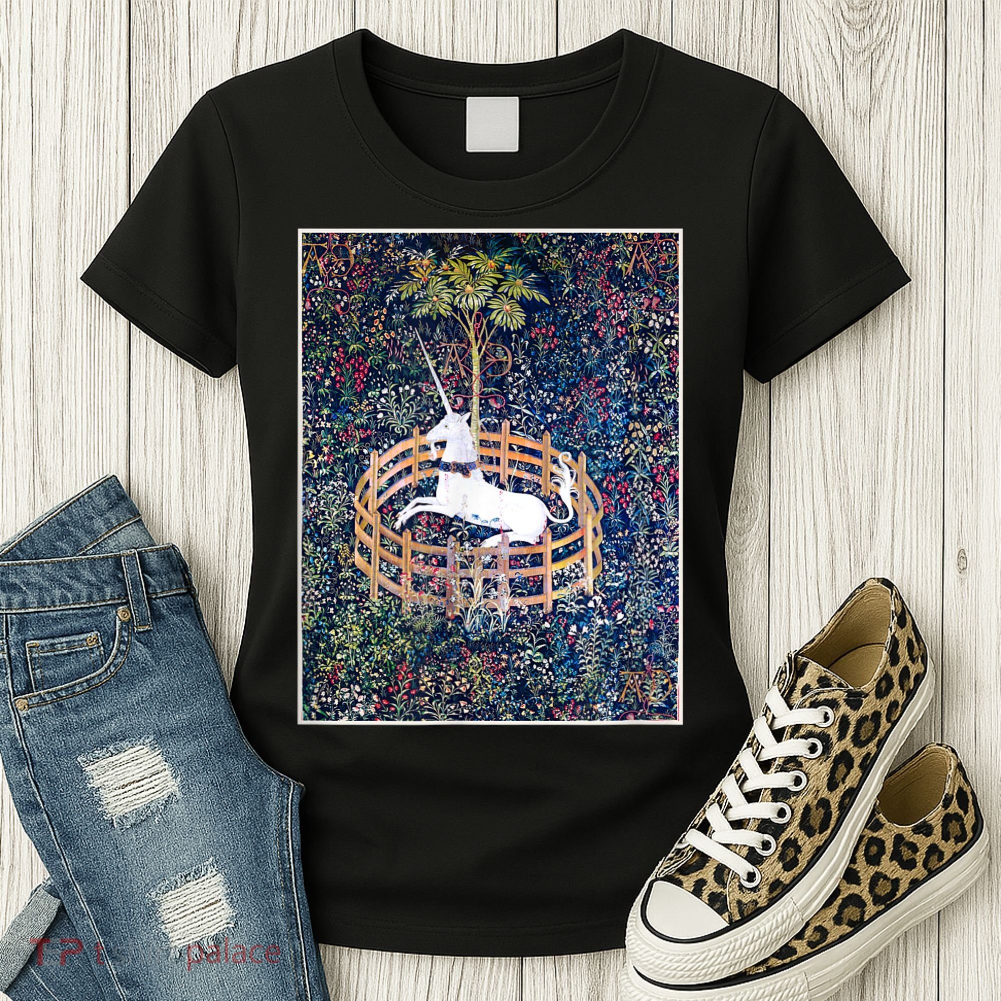 Unicorn In Captivity Medieval Renaissance Art Aesthetic Women's T-Shirt