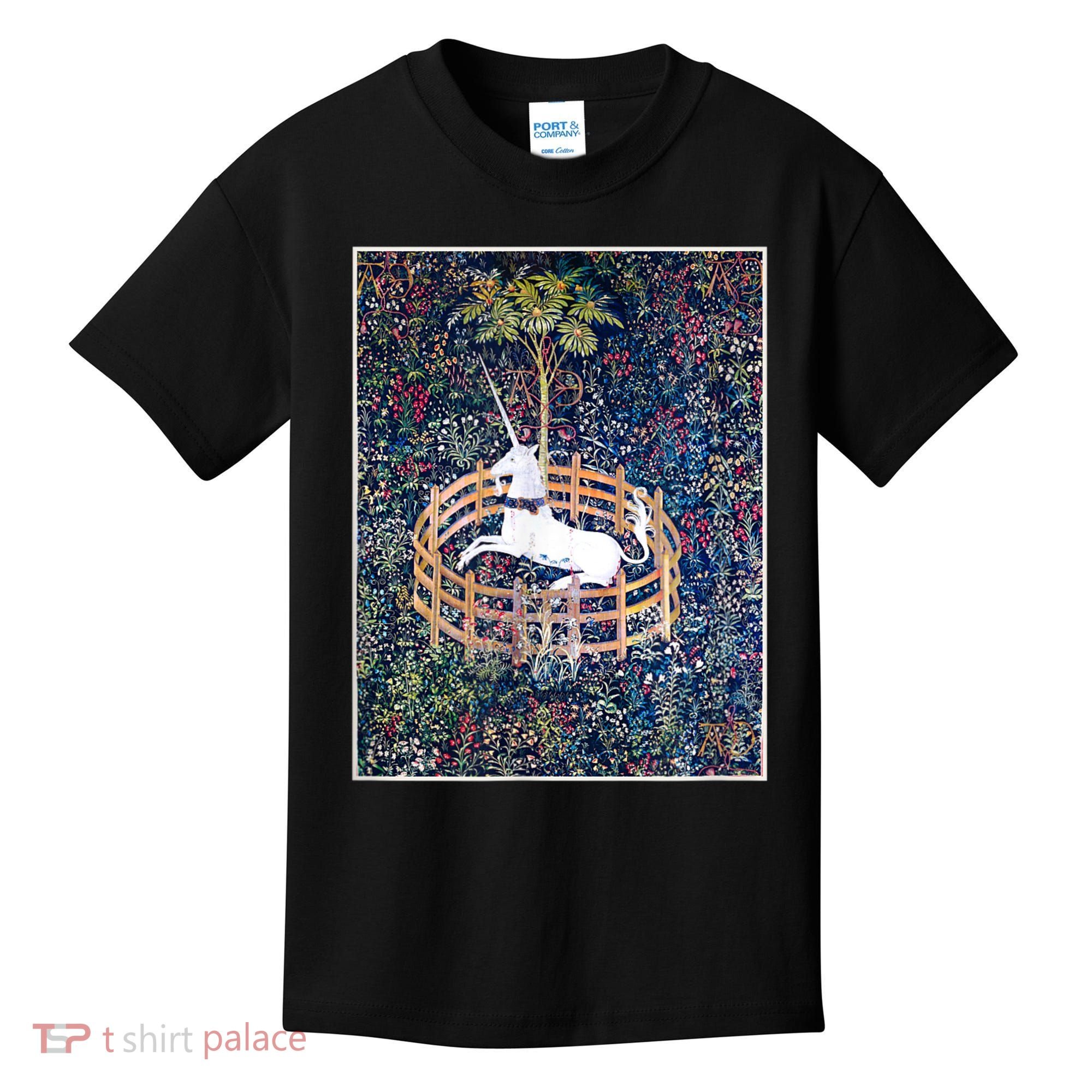 Unicorn In Captivity Medieval Renaissance Art Aesthetic Kids T-Shirt