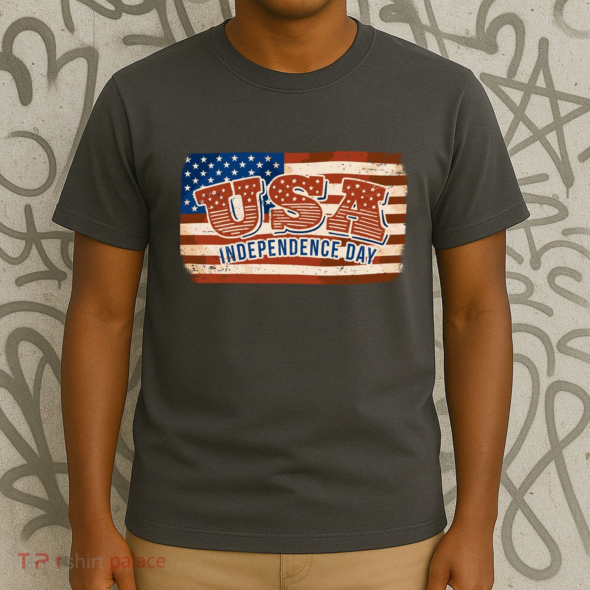 USA Independence Day Vintage Flag T-Shirt