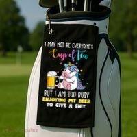 Unicorn I May Not Be Everyones Cup Of Tea Great Gift Golf Towel thumb 2