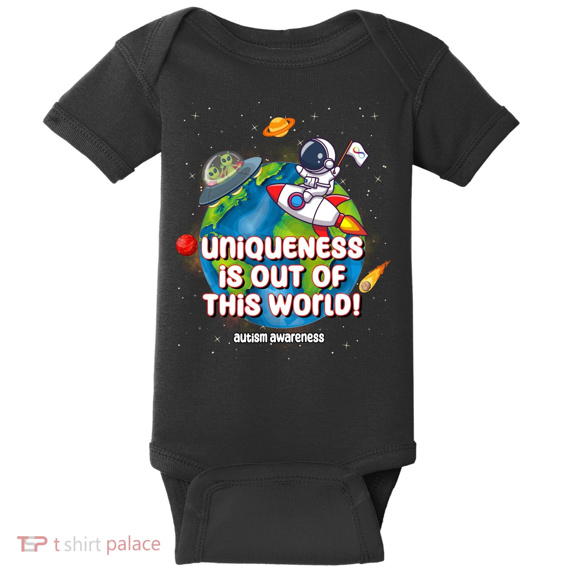 Uniqueness Is Out Of This World Autism Awareness Space Baby Bodysuit