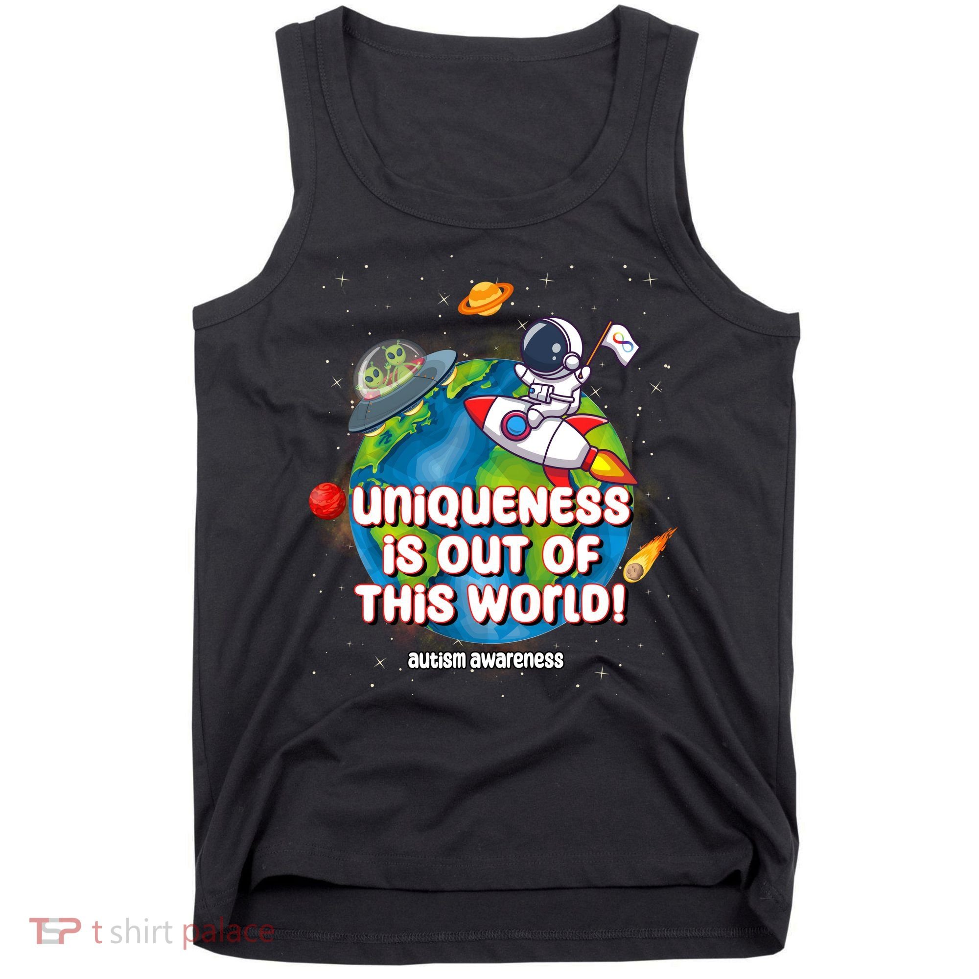 Uniqueness Is Out Of This World Autism Awareness Space Tank Top