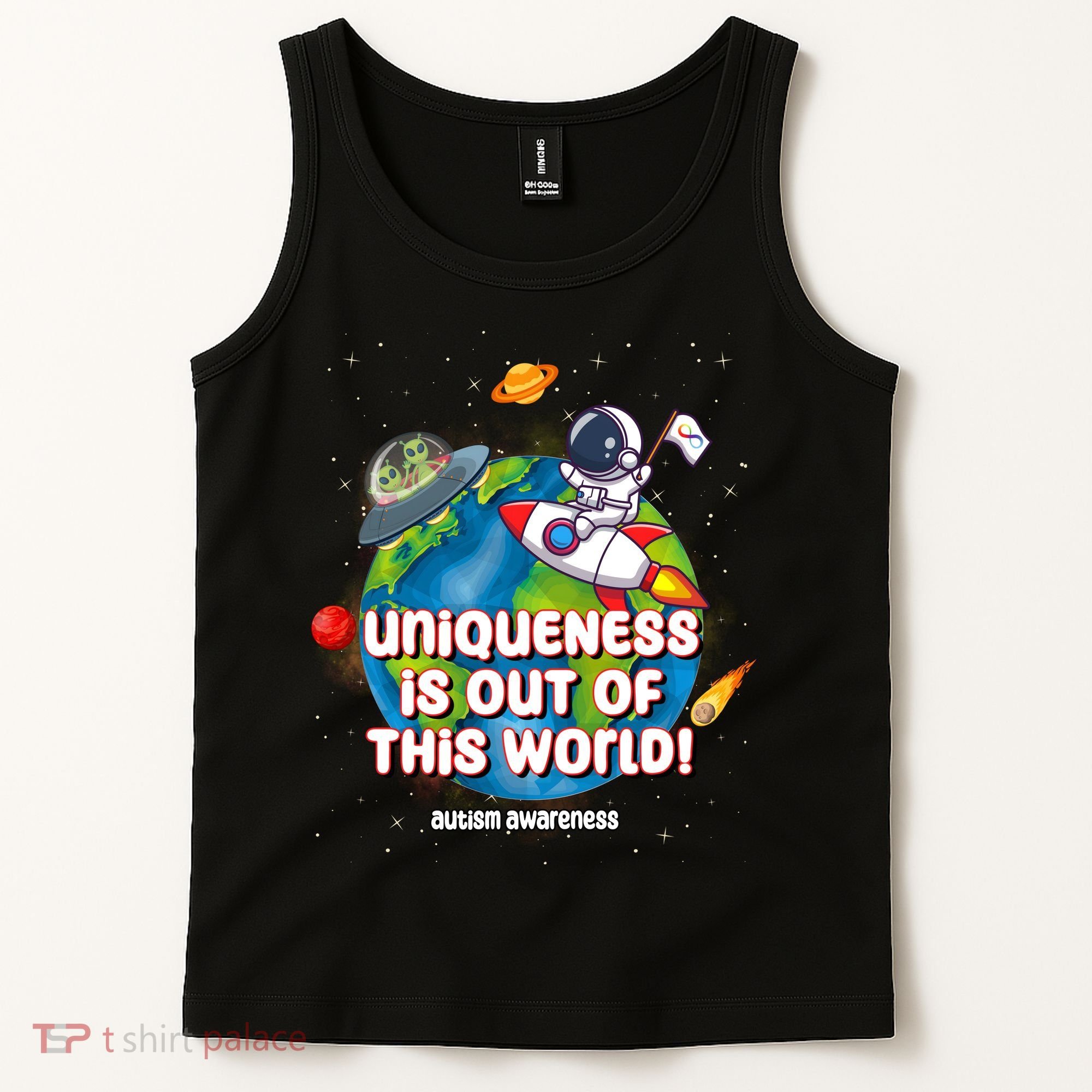Uniqueness Is Out Of This World Autism Awareness Space Tank Top