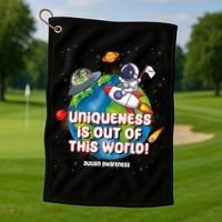 Uniqueness Is Out Of This World Autism Awareness Space Golf Towel thumb 1