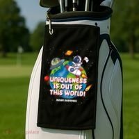 Uniqueness Is Out Of This World Autism Awareness Space Golf Towel thumb 2