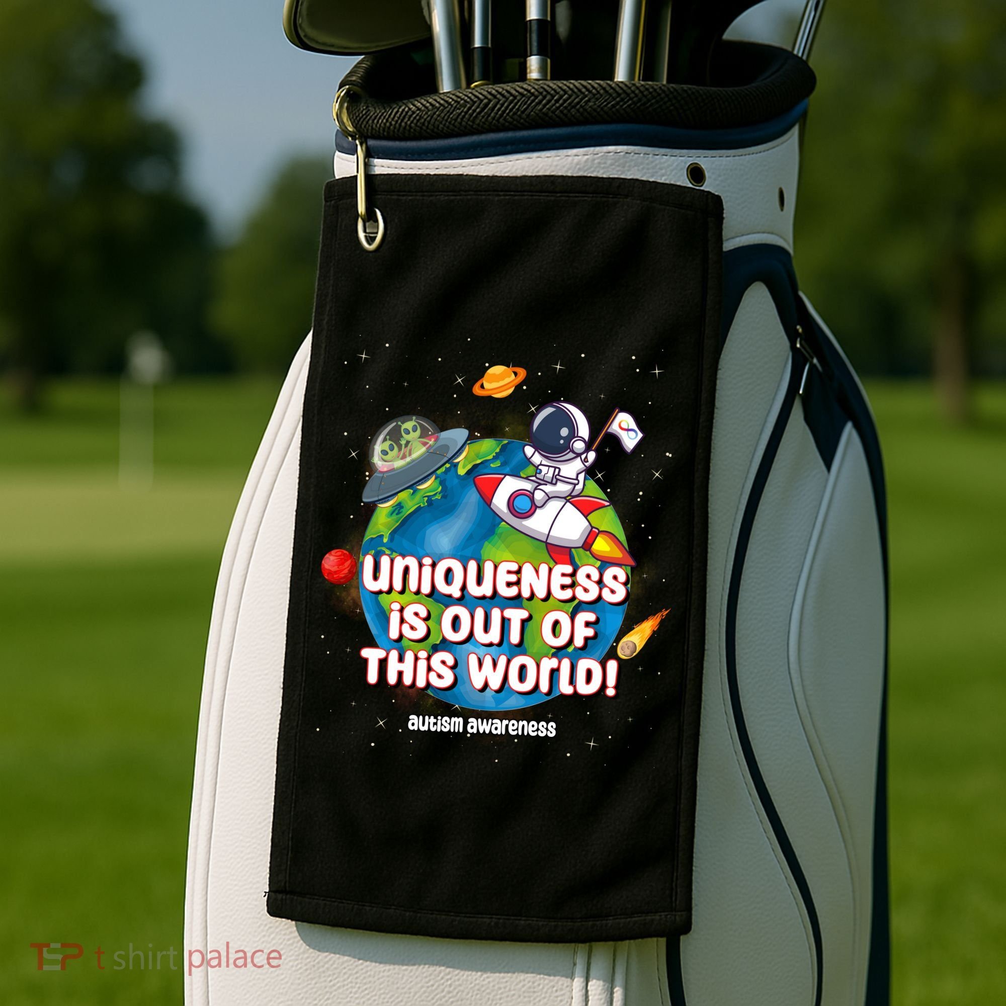 Uniqueness Is Out Of This World Autism Awareness Space Golf Towel