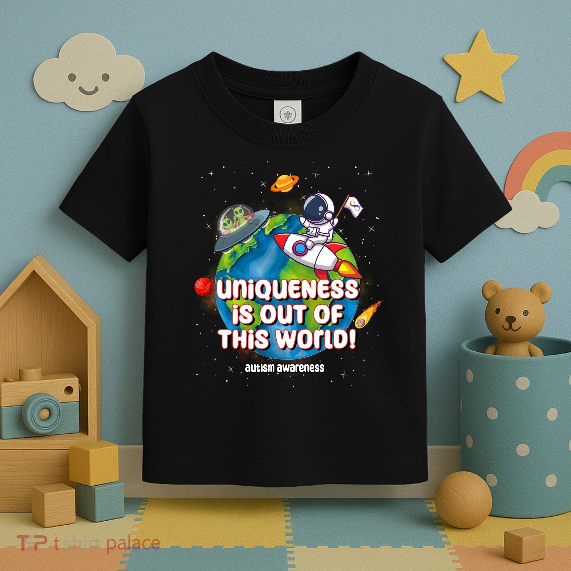 Uniqueness Is Out Of This World Autism Awareness Space Toddler T-Shirt