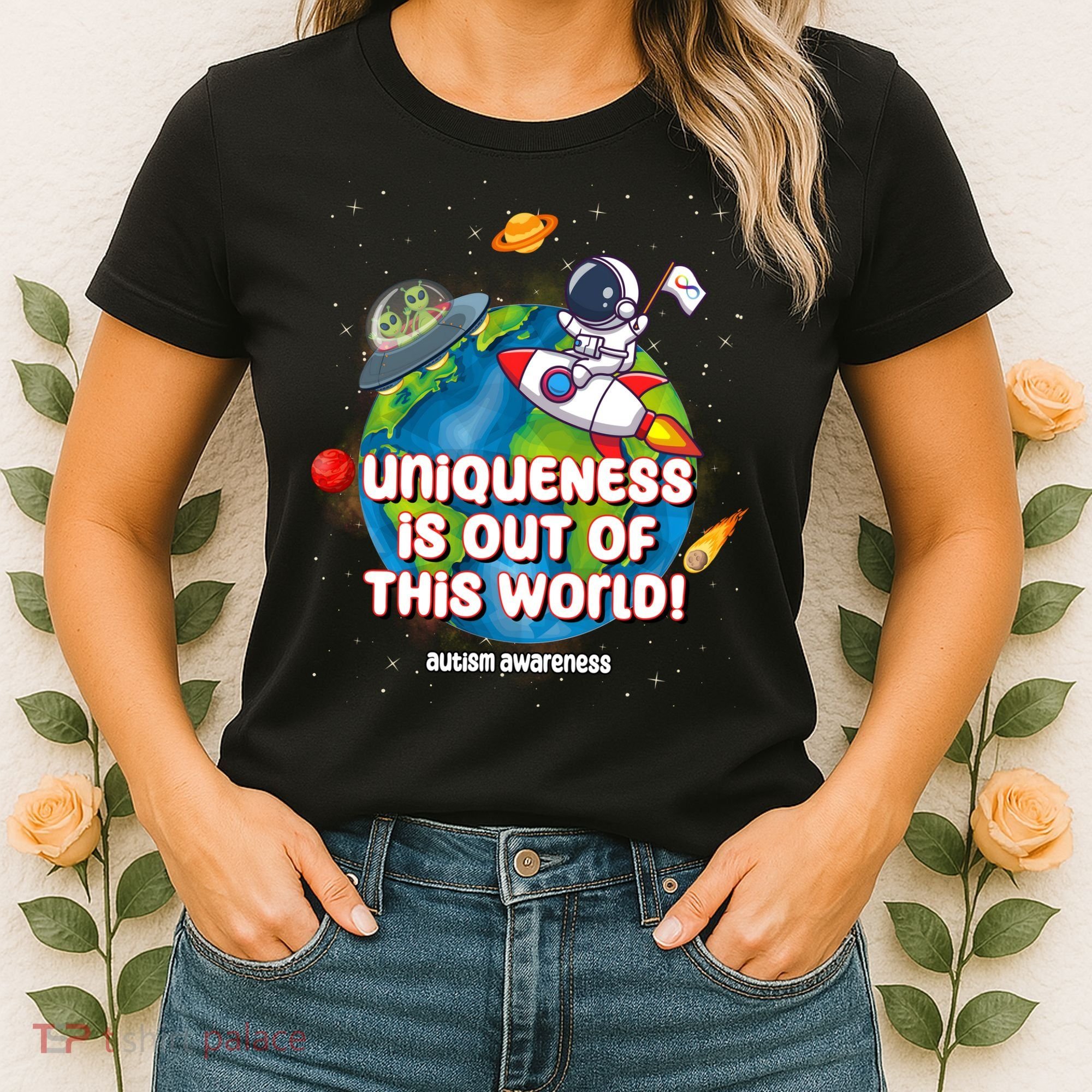 Uniqueness Is Out Of This World Autism Awareness Space Women's T-Shirt