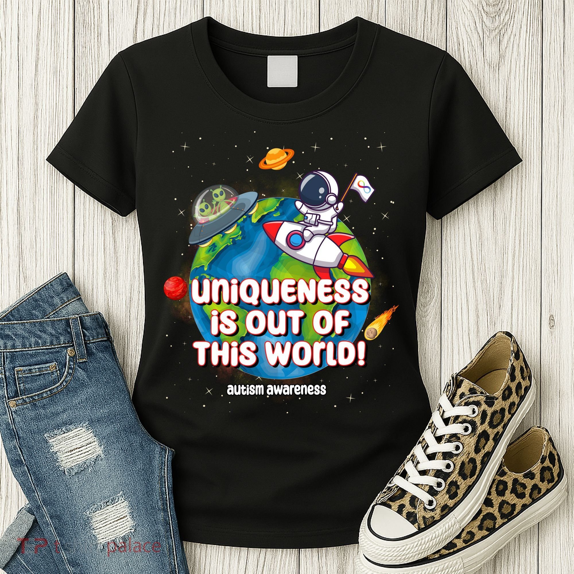 Uniqueness Is Out Of This World Autism Awareness Space Women's T-Shirt
