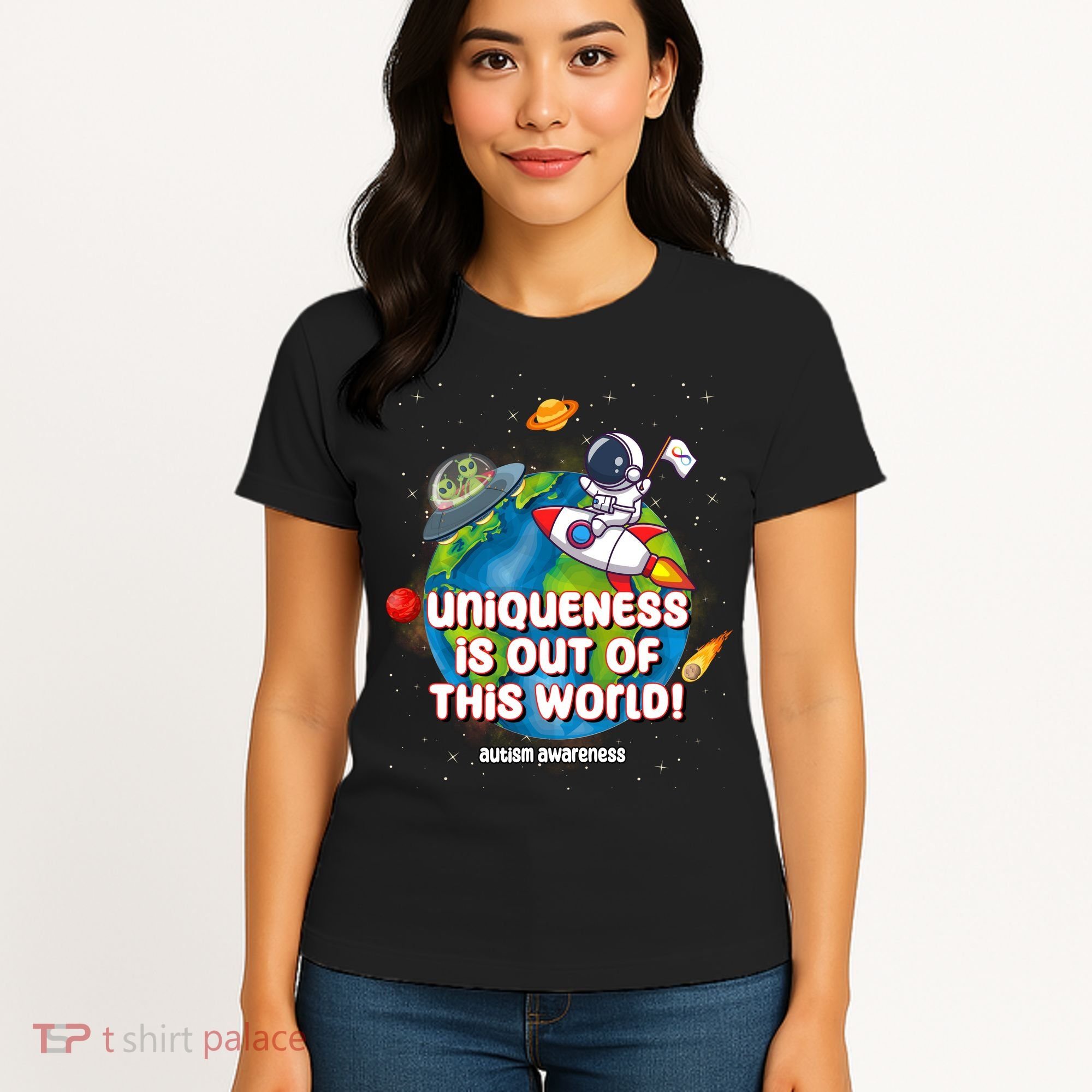 Uniqueness Is Out Of This World Autism Awareness Space Women's T-Shirt