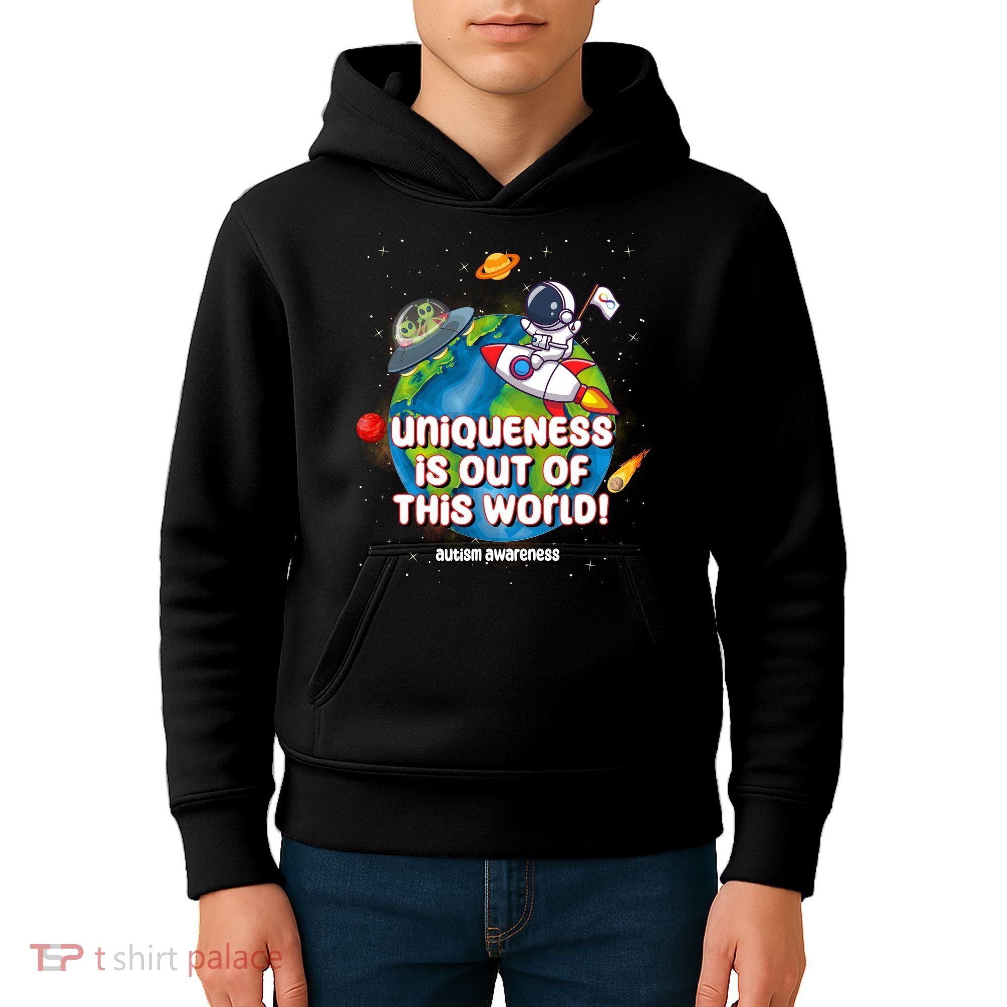 Uniqueness Is Out Of This World Autism Awareness Space Kids Hoodie