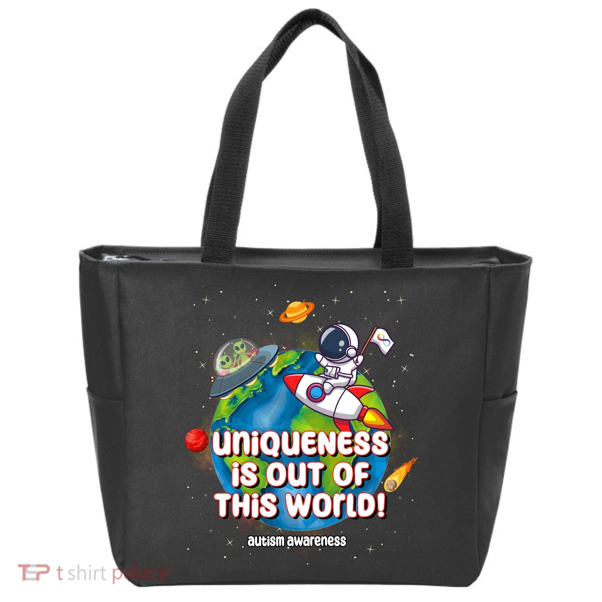 Uniqueness Is Out Of This World Autism Awareness Space Tote Bag