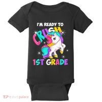 Unicorn Im Ready To Crush 1st Grade Girl Back To School Baby Bodysuit thumb 0