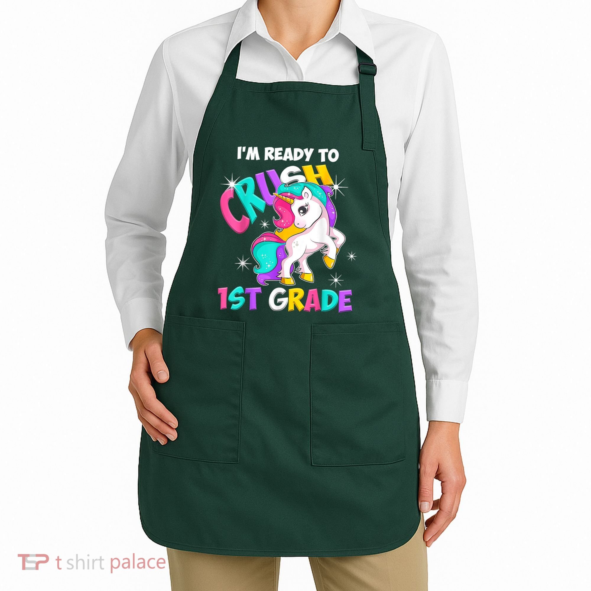 Unicorn Im Ready To Crush 1st Grade Girl Back To School Apron