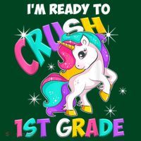 Unicorn Im Ready To Crush 1st Grade Girl Back To School Polo thumb 2