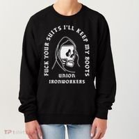 Union Ironworkers Reaper Skull Fuck Your Suits Women's Sweatshirt thumb 0