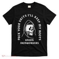 Union Ironworkers Reaper Skull Fuck Your Suits T-Shirt thumb 0
