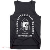 Union Ironworkers Reaper Skull Fuck Your Suits Tank Top thumb 0