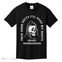 Union Ironworkers Reaper Skull Fuck Your Suits Kids T-Shirt thumb 0