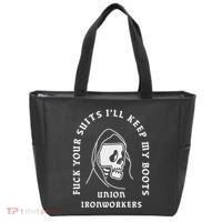 Union Ironworkers Reaper Skull Fuck Your Suits Tote Bag thumb 0