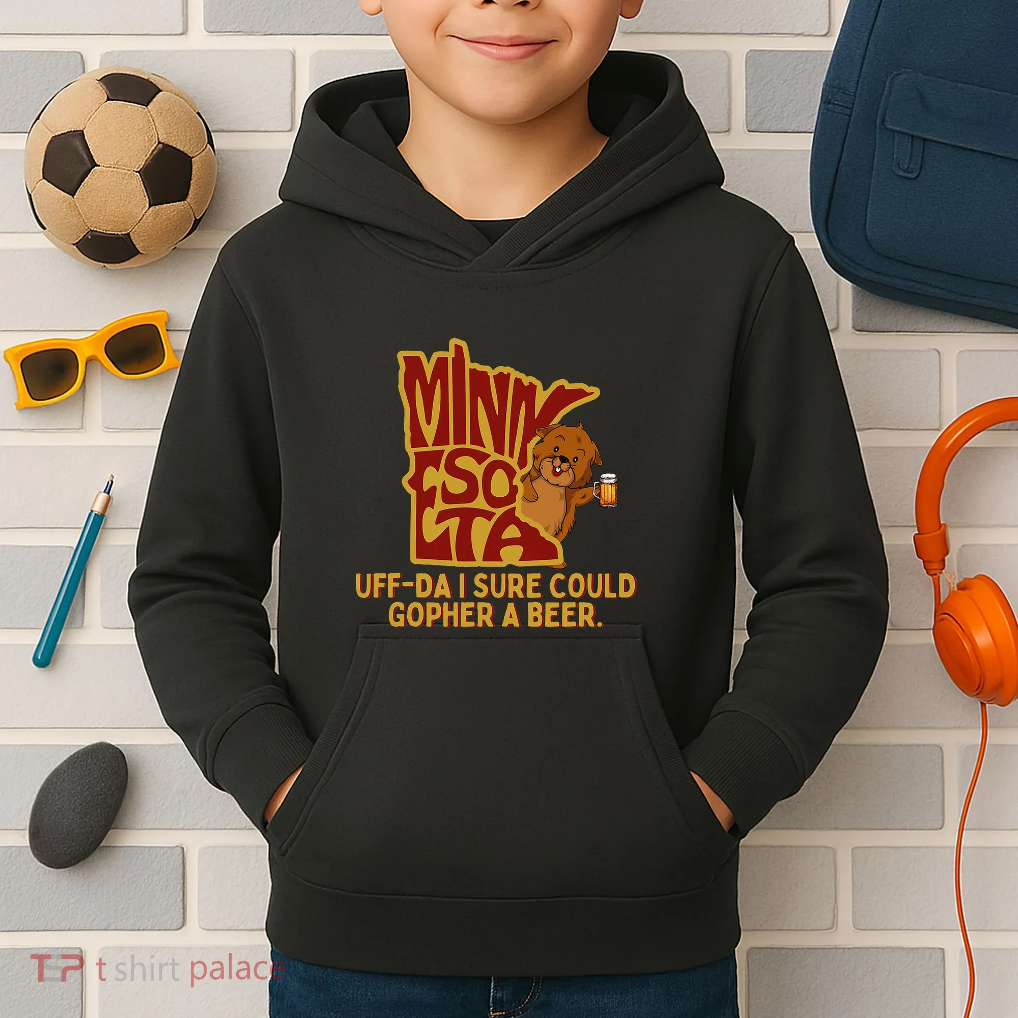Uffda I Sure Could Gopher A Beer Mn Gopher Kids Hoodie