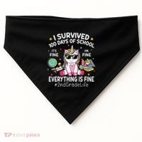 Unicorn I Survived 100 Days Of School Its Fine 2nd Grade USA-Made Doggie Bandana thumb 0