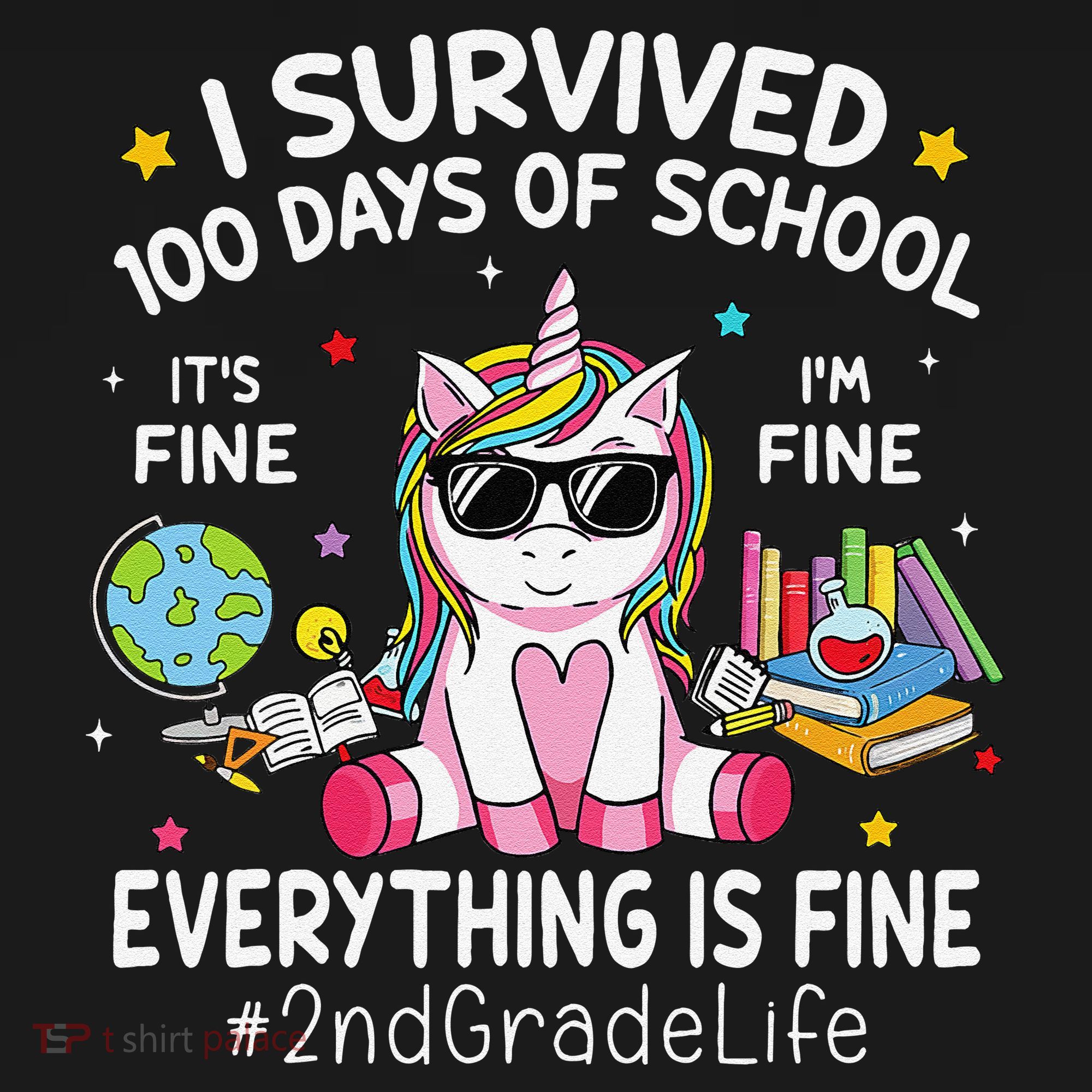 Unicorn I Survived 100 Days Of School Its Fine 2nd Grade Apron