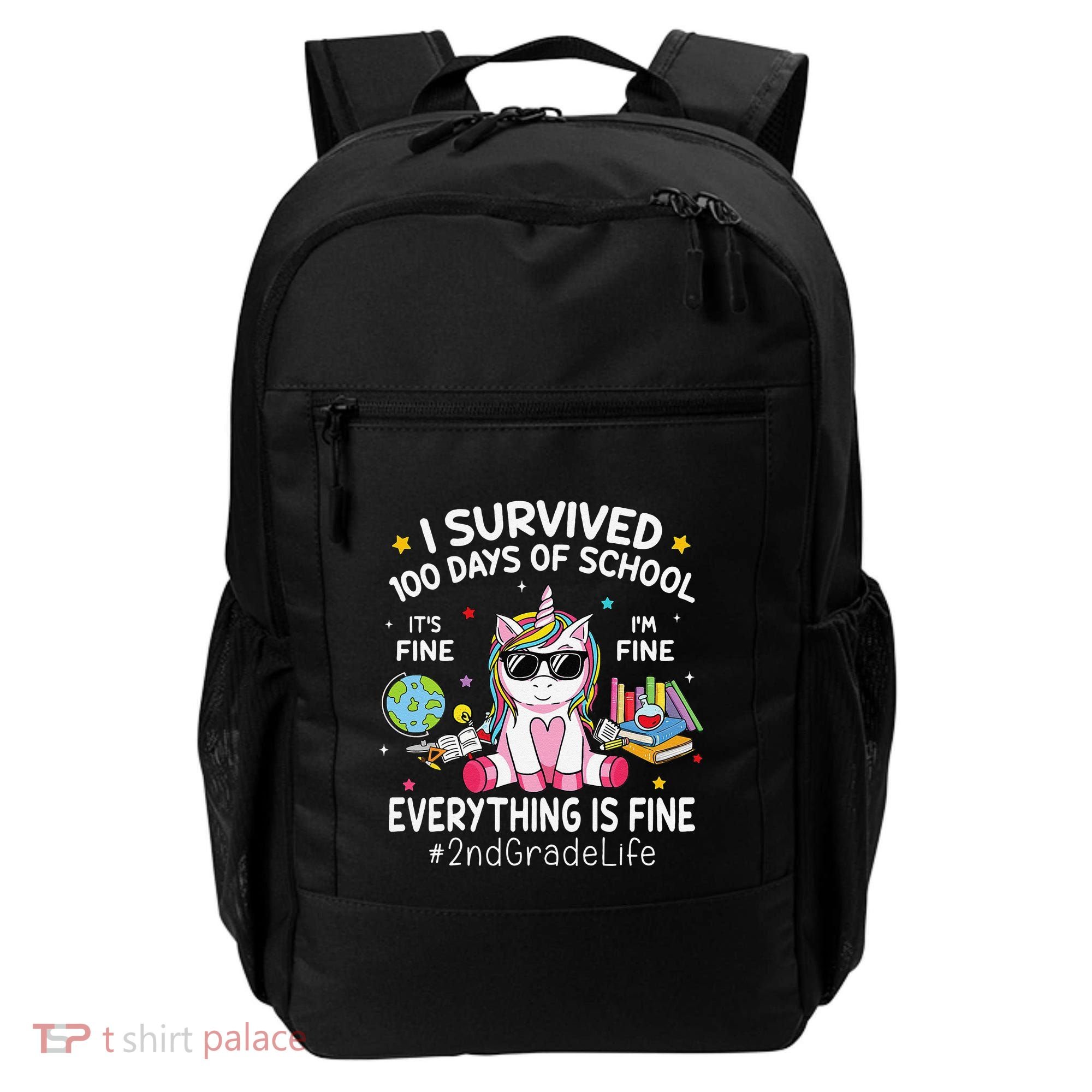 Unicorn I Survived 100 Days Of School Its Fine 2nd Grade Backpack