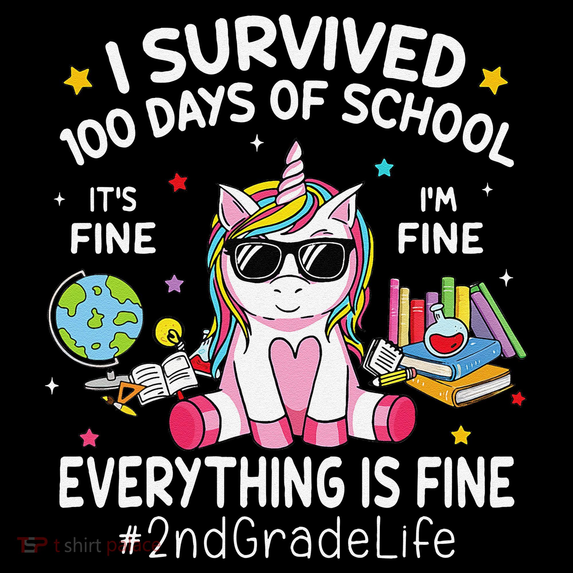 Unicorn I Survived 100 Days Of School Its Fine 2nd Grade Coffee Mug