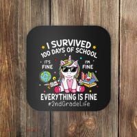Unicorn I Survived 100 Days Of School Its Fine 2nd Grade Coaster thumb 0