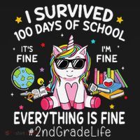 Unicorn I Survived 100 Days Of School Its Fine 2nd Grade Baby Bodysuit thumb 2