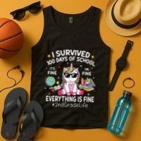 Unicorn I Survived 100 Days Of School Its Fine 2nd Grade Tank Top thumb 4
