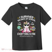 Unicorn I Survived 100 Days Of School Its Fine 2nd Grade Toddler T-Shirt thumb 0