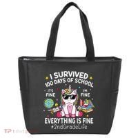 Unicorn I Survived 100 Days Of School Its Fine 2nd Grade Tote Bag thumb 0
